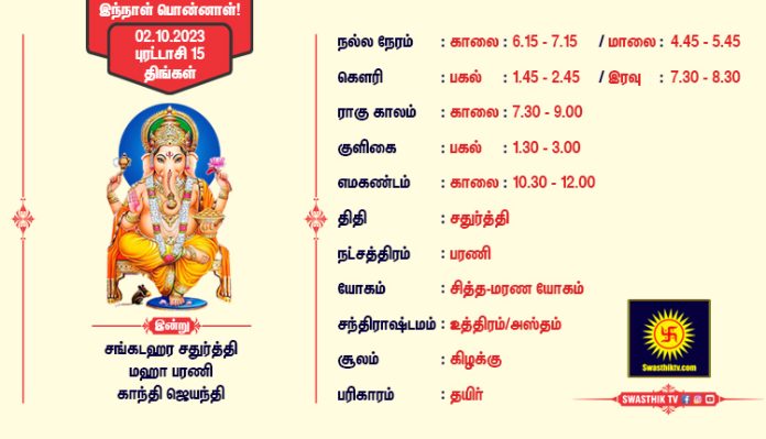 இன்றைய பஞ்சாங்கம் 02.10.2023